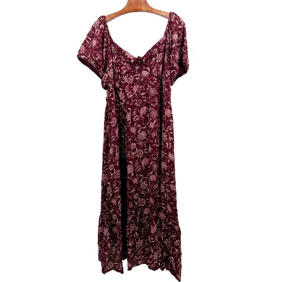 Lane Bryant Dress 26 Bubble Sleeve Tie Neck Floral Tiered Max EUC Peasant Boho - Picture 4 of 7